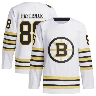 Authentic David Pastrnak White Boston Bruins 100th Anniversary Primegreen Jersey - Men's