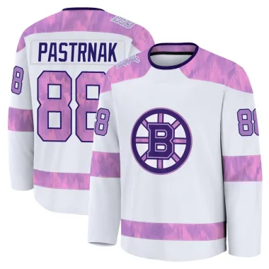 Premium David Pastrnak White Boston Bruins 2024 Hockey Fights Cancer Practice Jersey - Youth